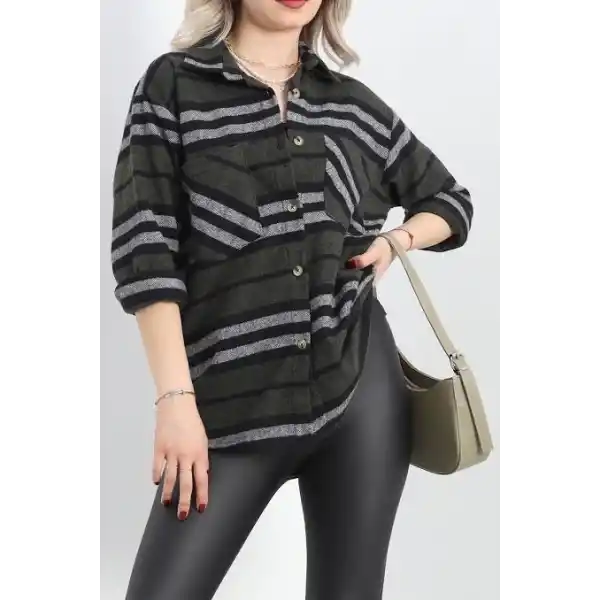 Oduncu gömlek haki siyah