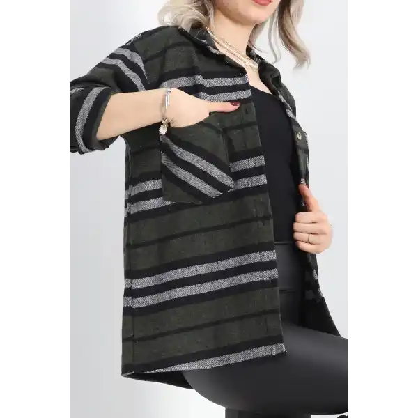 Oduncu gömlek haki siyah