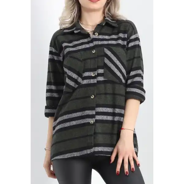 Oduncu gömlek haki siyah