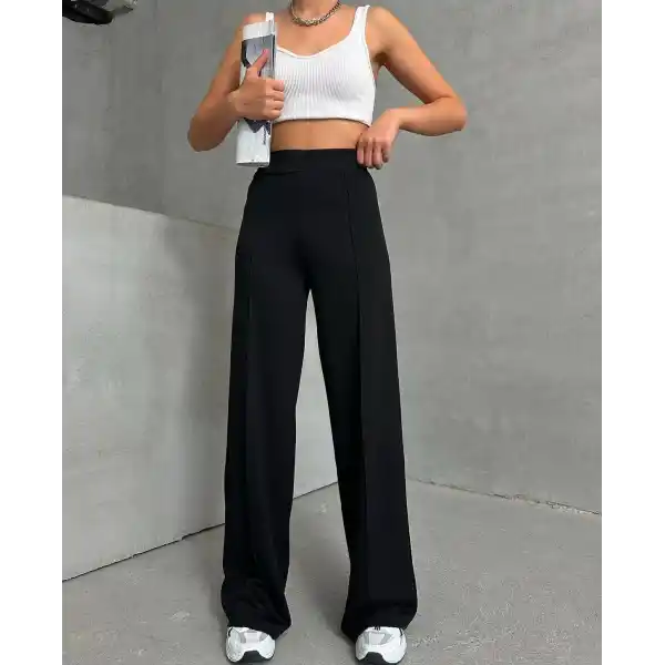 önü çımalı pantolon siyah