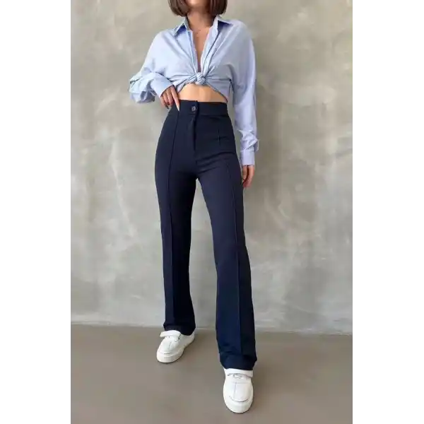 Önü cumalı ithal krep pantolon