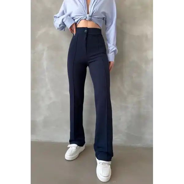 Önü cumalı ithal krep pantolon