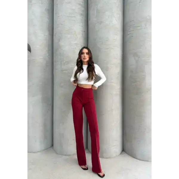 Önü cumalı ithal krep pantolon