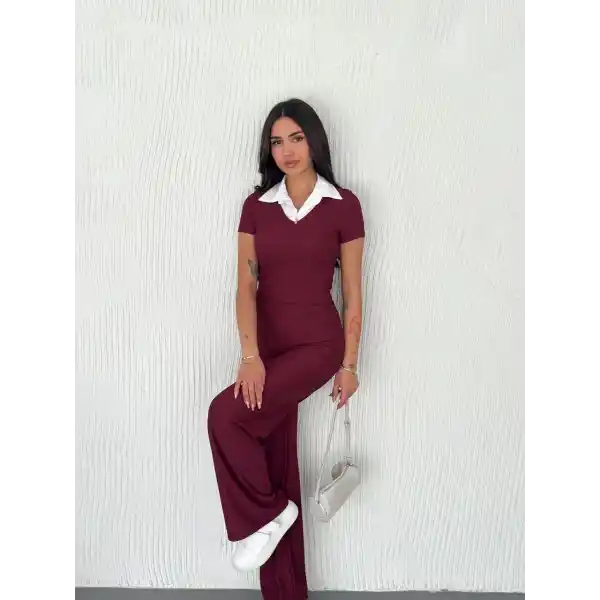 Ottoman kumaş beyaz gömlek yaka takım s4142