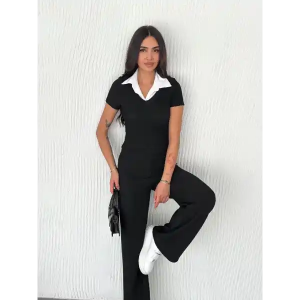 Ottoman kumaş beyaz gömlek yaka takım s4142