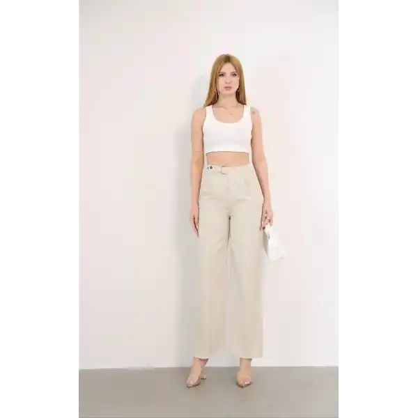 Pnt gabardin kemer detay pantolon