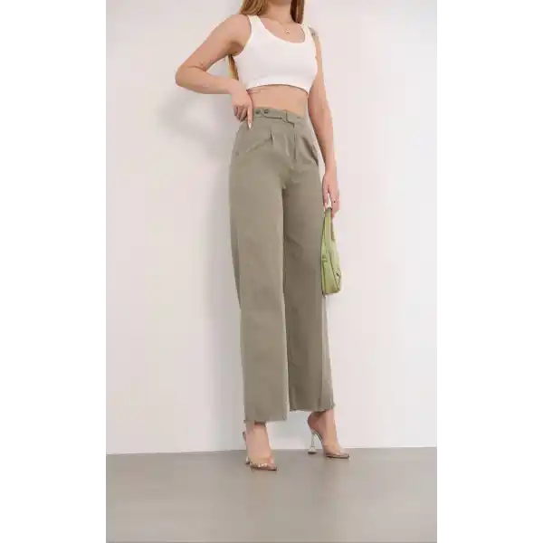 Pnt gabardin kemer detay pantolon