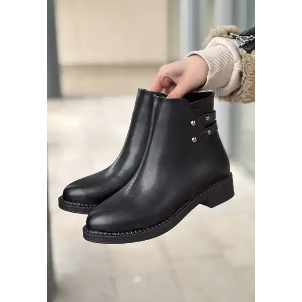 Siari Siyah Cilt Topuklu Bot