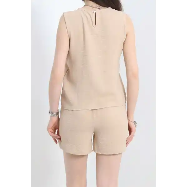 Şortlu Ayrobin takım bej