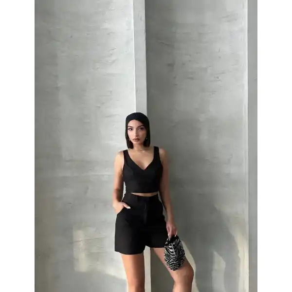 Şortlu keten takım s255014