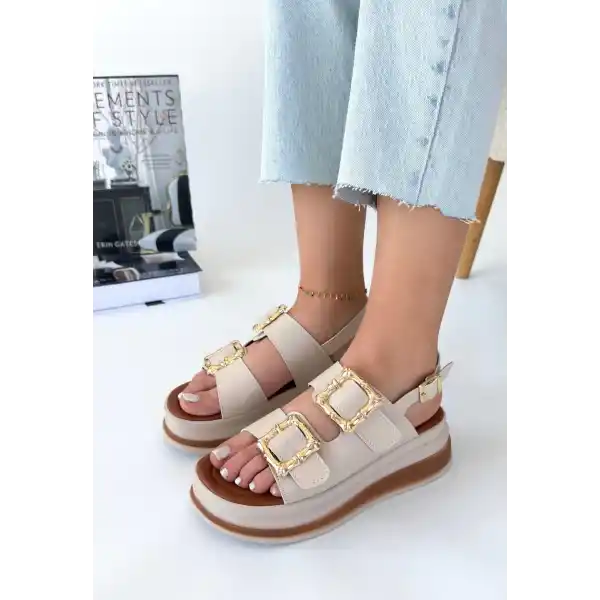 Stan Bej Cilt Sandalet