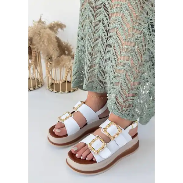 Stan Beyaz Cilt Sandalet