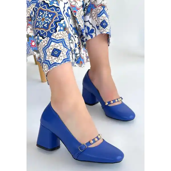 Tino Mavi Cilt Topuklu Ayakkabı