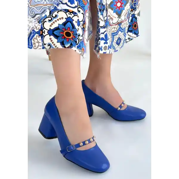 Tino Mavi Cilt Topuklu Ayakkabı