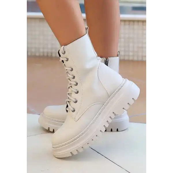 Toan Bej Cilt Bağcıklı Bot