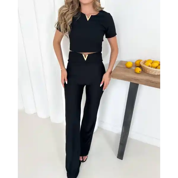 V aksesuarlı ottoman takım siyah s255850