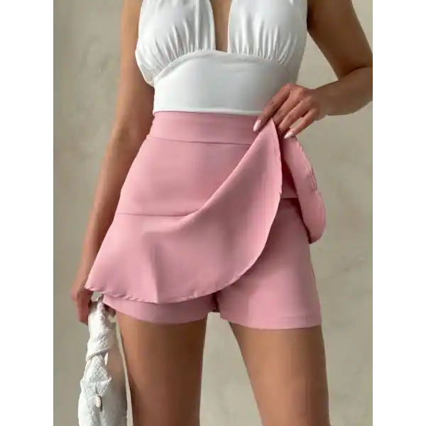 Valonlu fırfırlı şort s24683