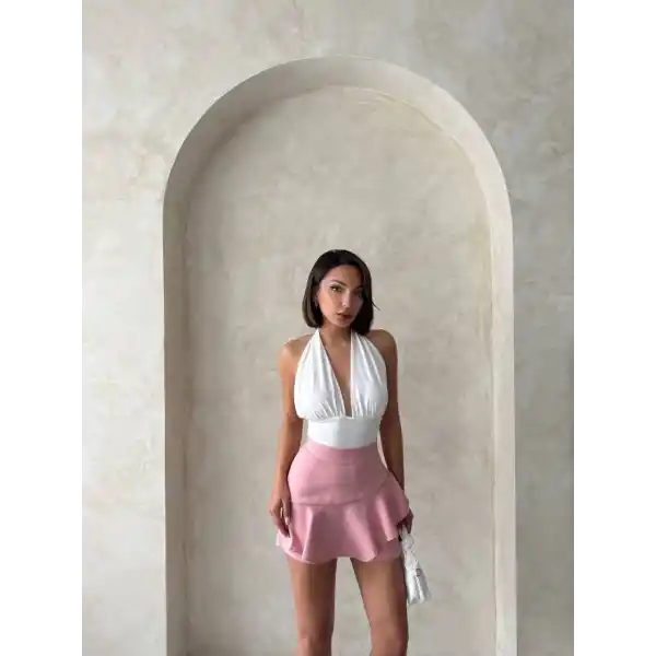 Valonlu fırfırlı şort s24683