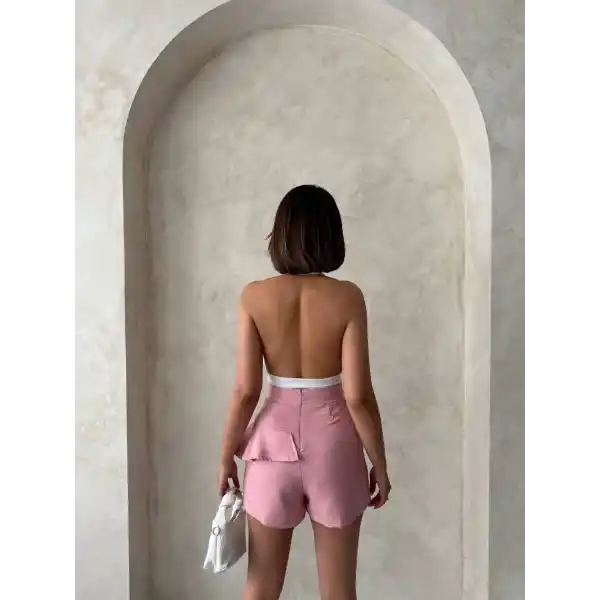 Valonlu fırfırlı şort s24683