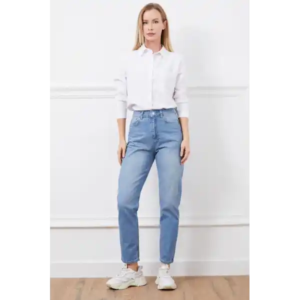 Yüksek bel mom jean pantolon