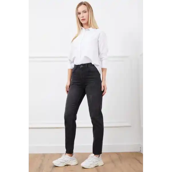 Yüksek bel mont jean pantolon