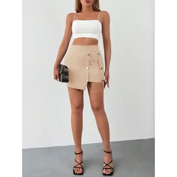 Zincirli mini şortlu etek s241008