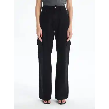 Kargo cep jeans pantolon siyah