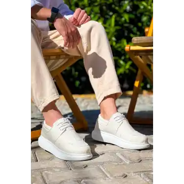 KB-042  Kuback Bağcıklı Beyaz Günlük Erkek Ayakkabı