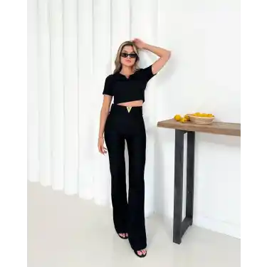 V aksesuarlı ottoman takım siyah s255850