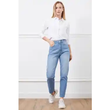 Yüksek bel mom jean pantolon