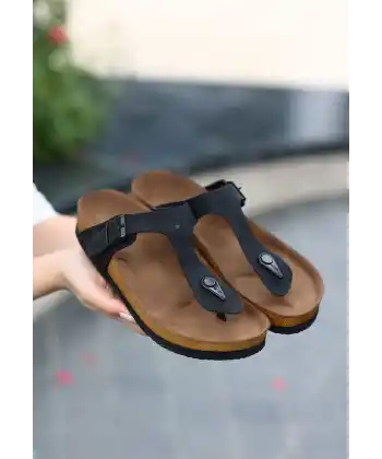 Aksar Siyah Nubuk Parmak Arası Terlik