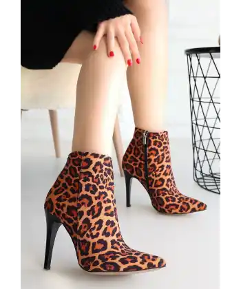 Blan Zebra Saten Topuklu Bot