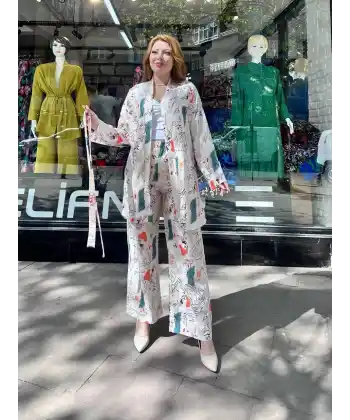 Ceketli baskılı takım