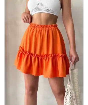 Çingene keten etek turuncu s24808