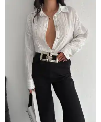 Çizgili oversize gömlek