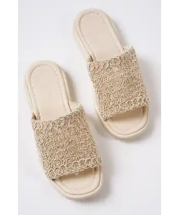 Claris Nude Örgü Terlik