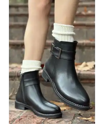 Dawin Siyah Cilt Topuklu Bot