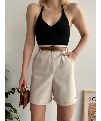 Gabardin kumaş şort