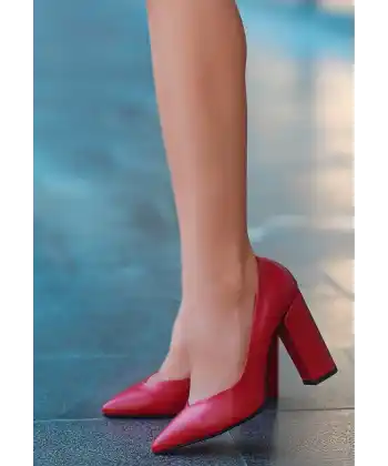 Giort Kırmızı Cilt Topuklu Ayakkabı