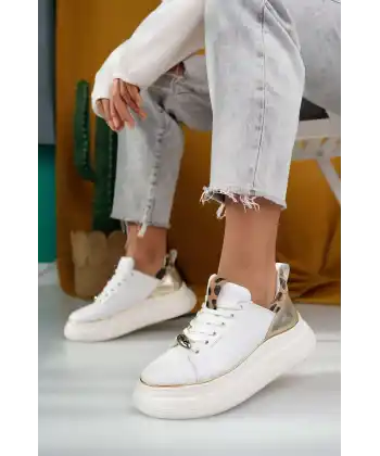 Jista Beyaz Cilt Bağcıklı Spor Ayakkabı