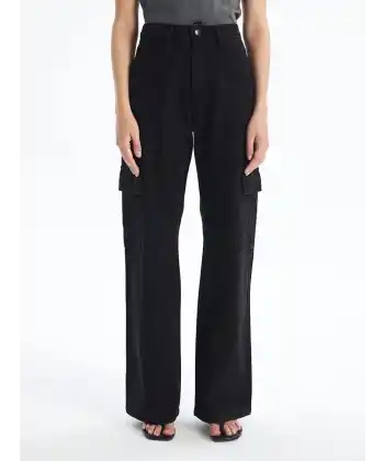 Kargo cep jeans pantolon siyah