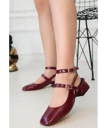 Karmi Mürdüm Cilt Topuklu Ayakkabı