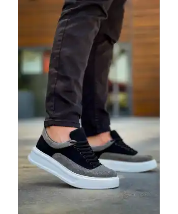 KB-005 Kuback Siyah Gri Süet Bağcıklı  Günlük Erkek  Ayakkabı