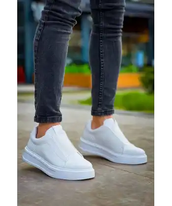 KB-007  Kuback  Beyaz Yüksek Taban Tek Bant Bağcıksız Günlük Erkek Ayakkabı