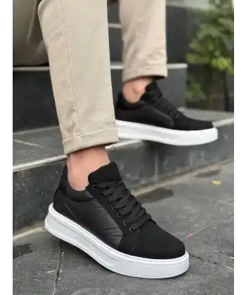 KB-046 Kuback Siyah Paraşüt Beyaz Yüksek Taban Günlük Spor Ayakkabı