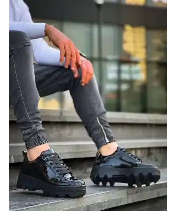 KB-056 Kuback Siyah Rugan Siyah Yüksek Taban Günlük Spor Ayakkabı