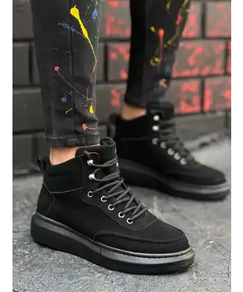 KB-0994  Kuback Siyah Süet Siyah Yüksek Taban  Erkek Bilek Bot