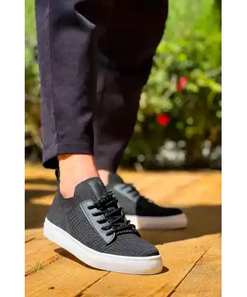 KB-110  Kuback BACK Siyah Triko Yüksek Taban Bağcıklı Günlük Erkek Ayakkabı