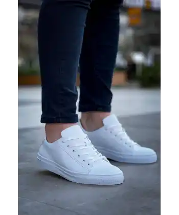 KB-122  Kuback Beyaz Cilt Yüksek Taban Bağcıklı Günlük Erkek Ayakkabı