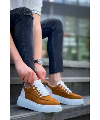 KB-X10 Kuback Taba Süet Beyaz Yüksek Taban Günlük Spor Ayakkabı